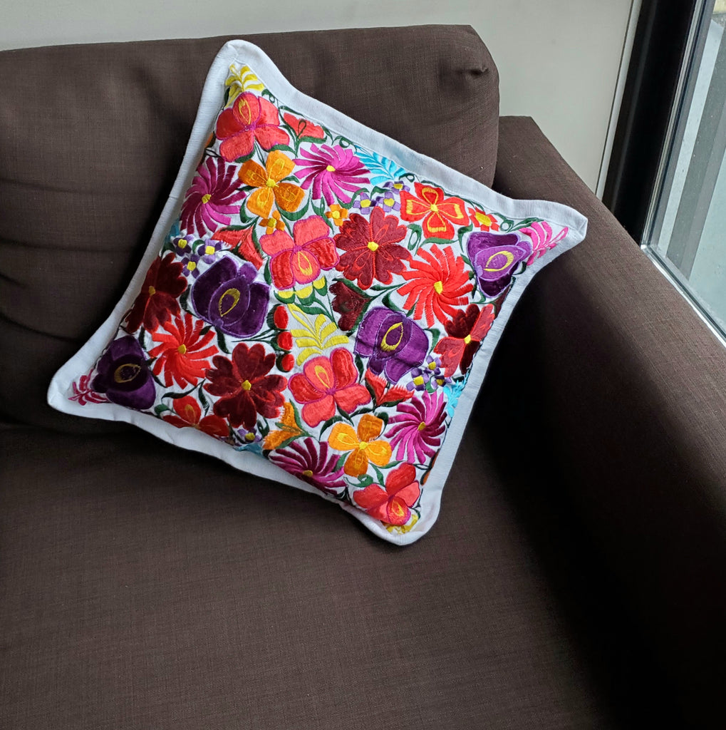 Hillview Embroidered Outdoor Pillow Covers Flower India