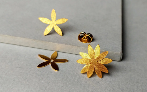 Bifunctional Flower Earrings, Gold Plated 24K (Cestrum)